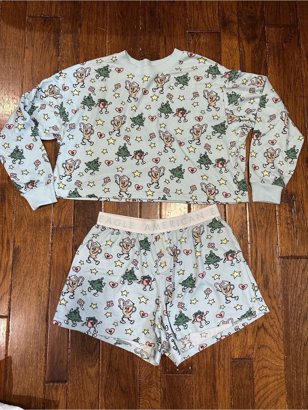 AE Festive Plush PJ Set Size Small